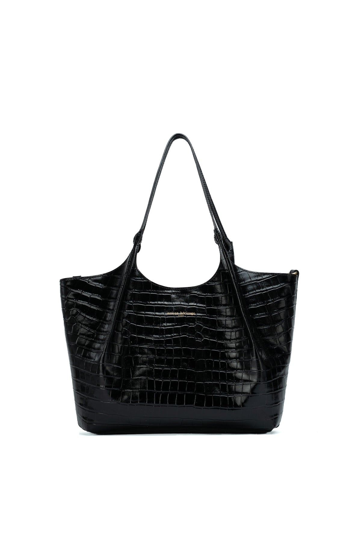 Ceto Croc Shoulder Bag - Black