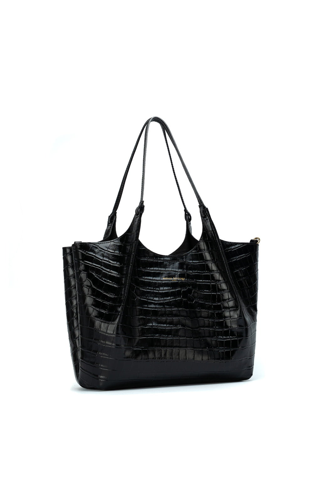 Ceto Croc Shoulder Bag - Black