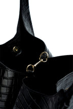 Ceto Croc Shoulder Bag - Black