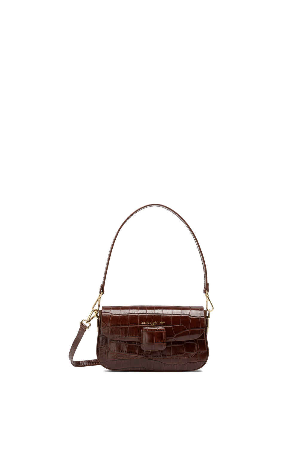 Davina Croc Crossbody Bag - Brown