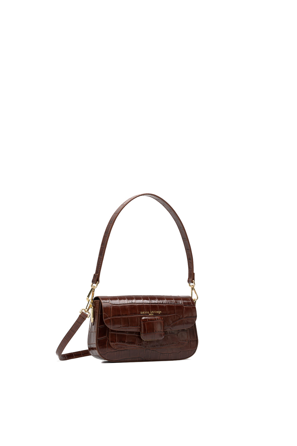 Davina Croc Crossbody Bag - Brown