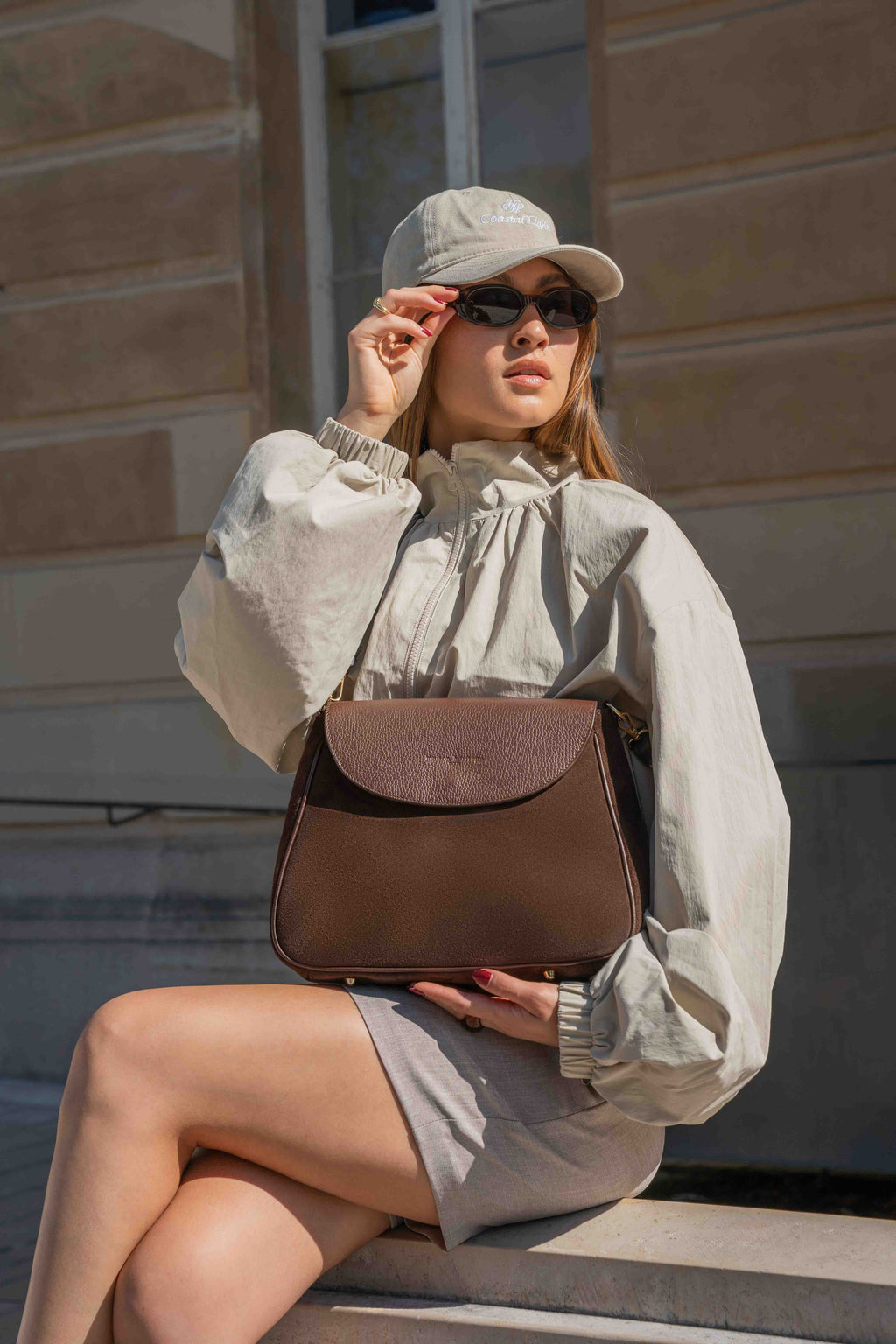 Sac Porté-Épaule Kona Suede - Marron