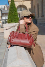 Mini Sunny Grained Handbag - Burgundy
