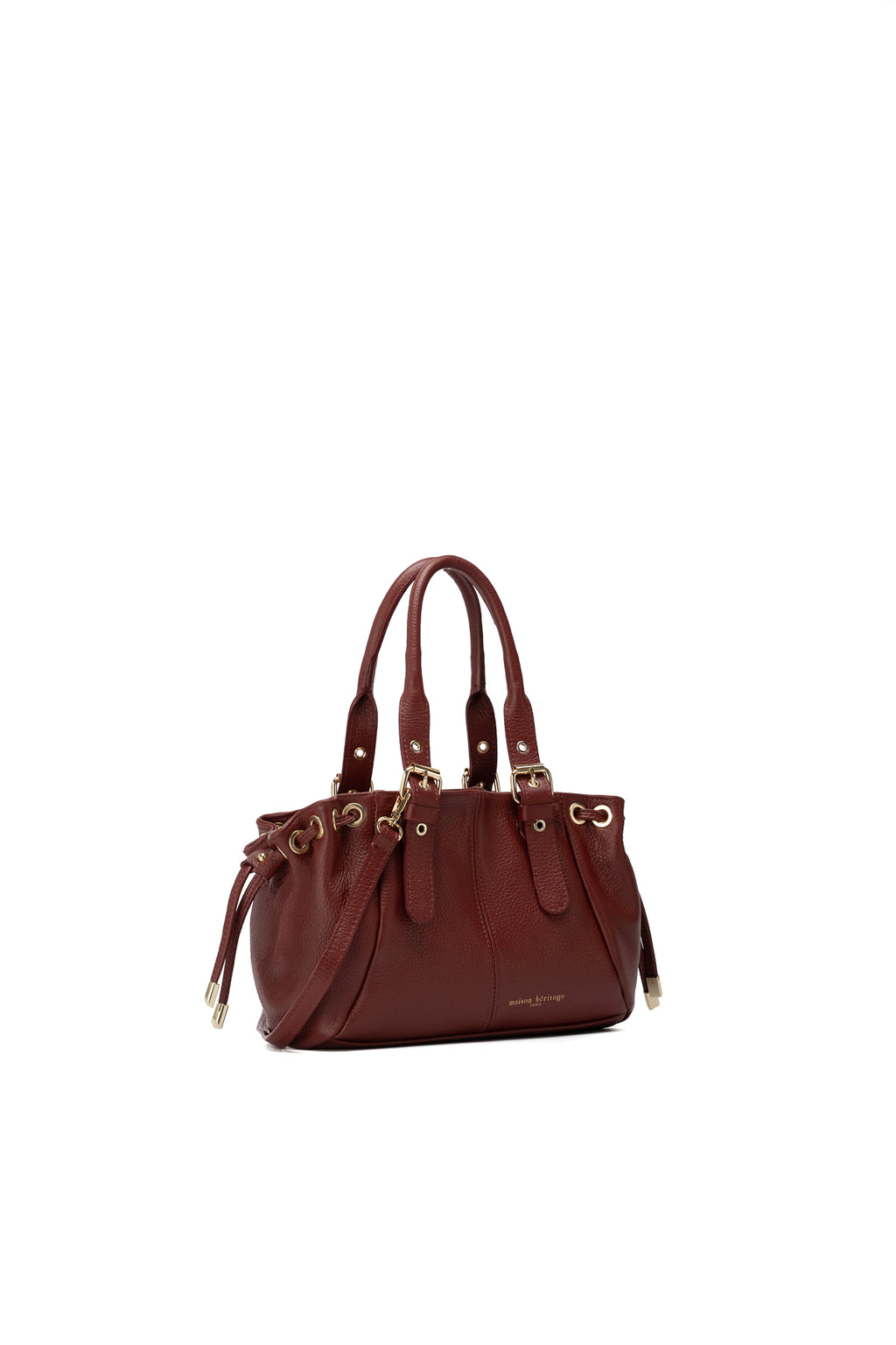 Mini Sunny Grained Handbag - Burgundy