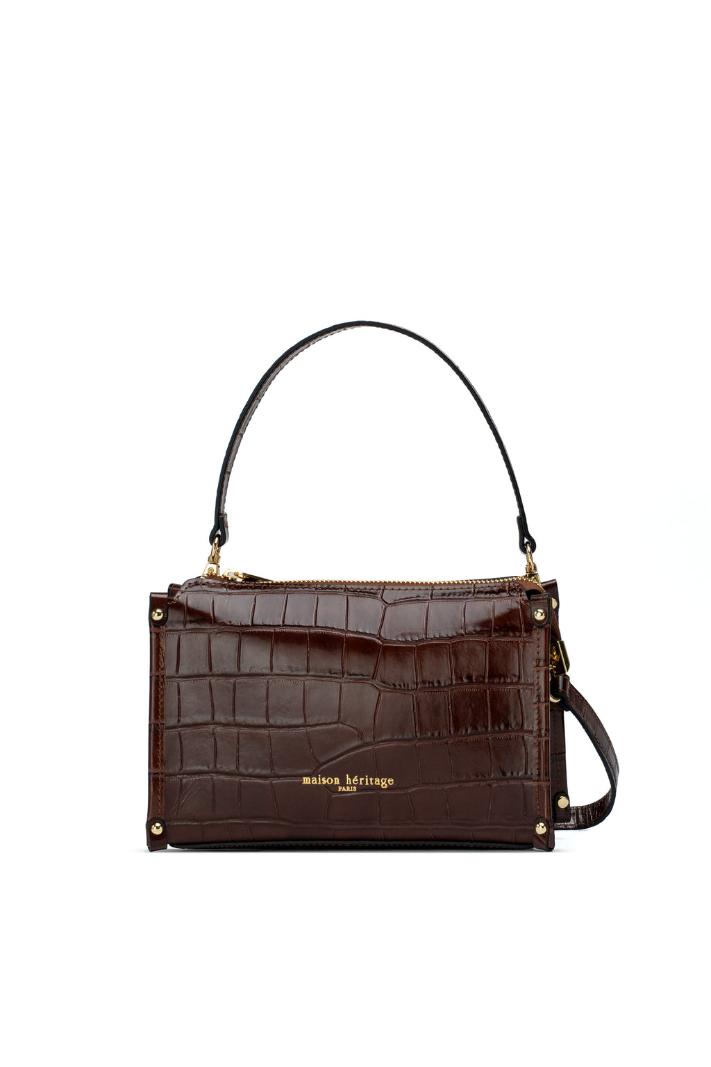 Ombra Croc-Effect Handbag - Brown