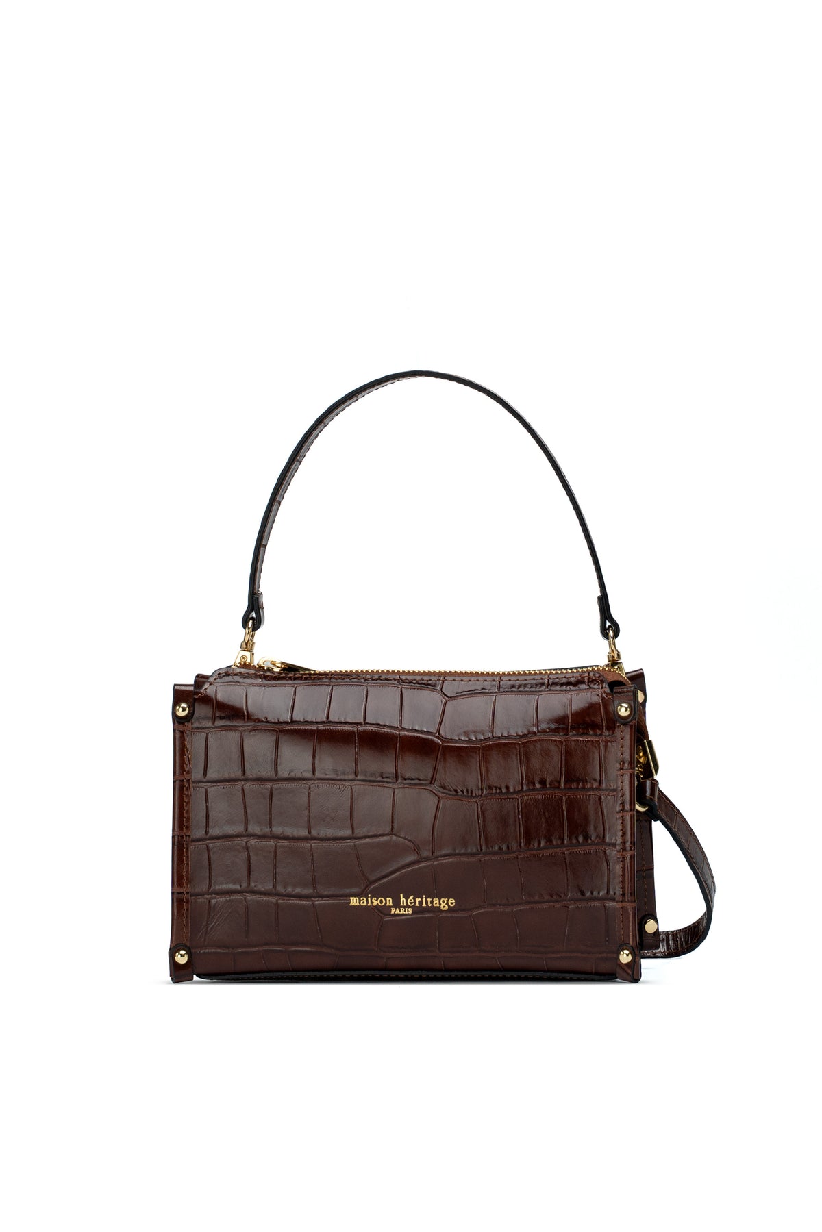 Ombra Croc-Effect Handbag - Brown