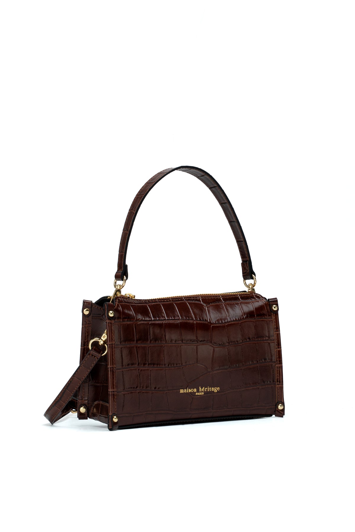 Ombra Croc-Effect Handbag - Brown