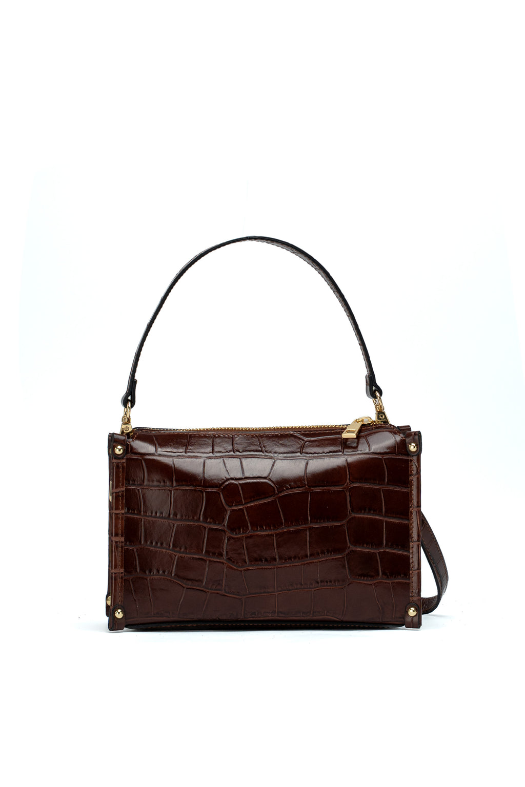 Ombra Croc-Effect Handbag - Brown