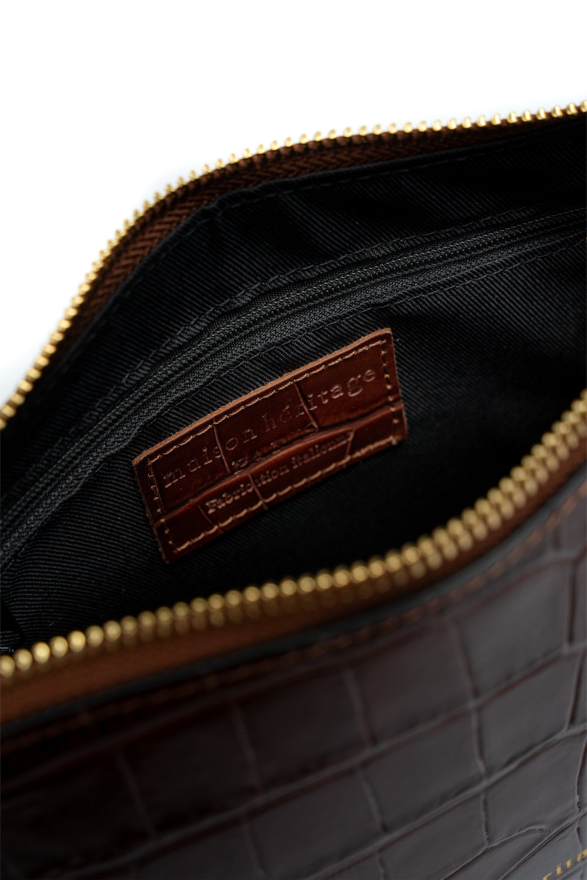 Ombra Croc-Effect Handbag - Brown