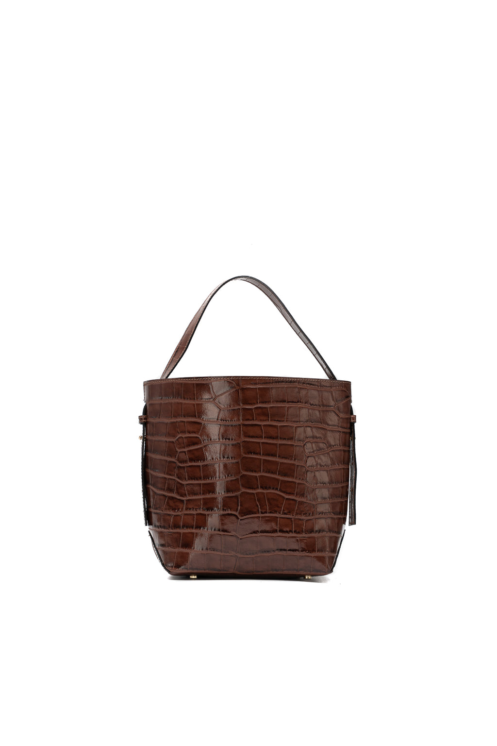 Bolso bombonera Orne efecto cocodrilo - Marrón