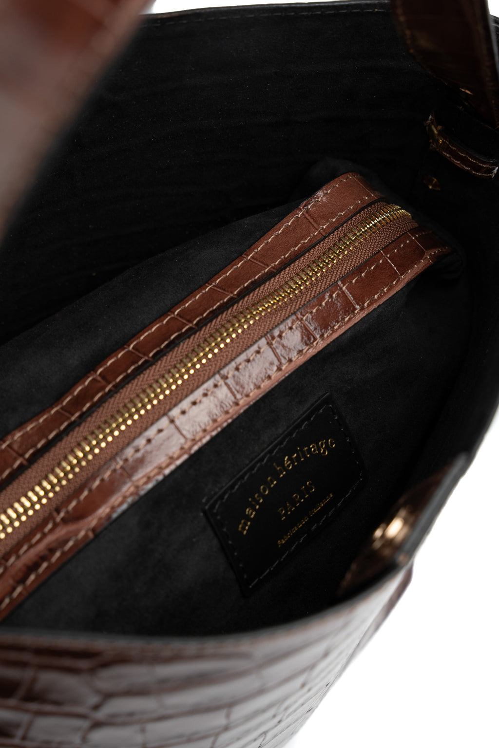 Bolso bombonera Orne efecto cocodrilo - Marrón