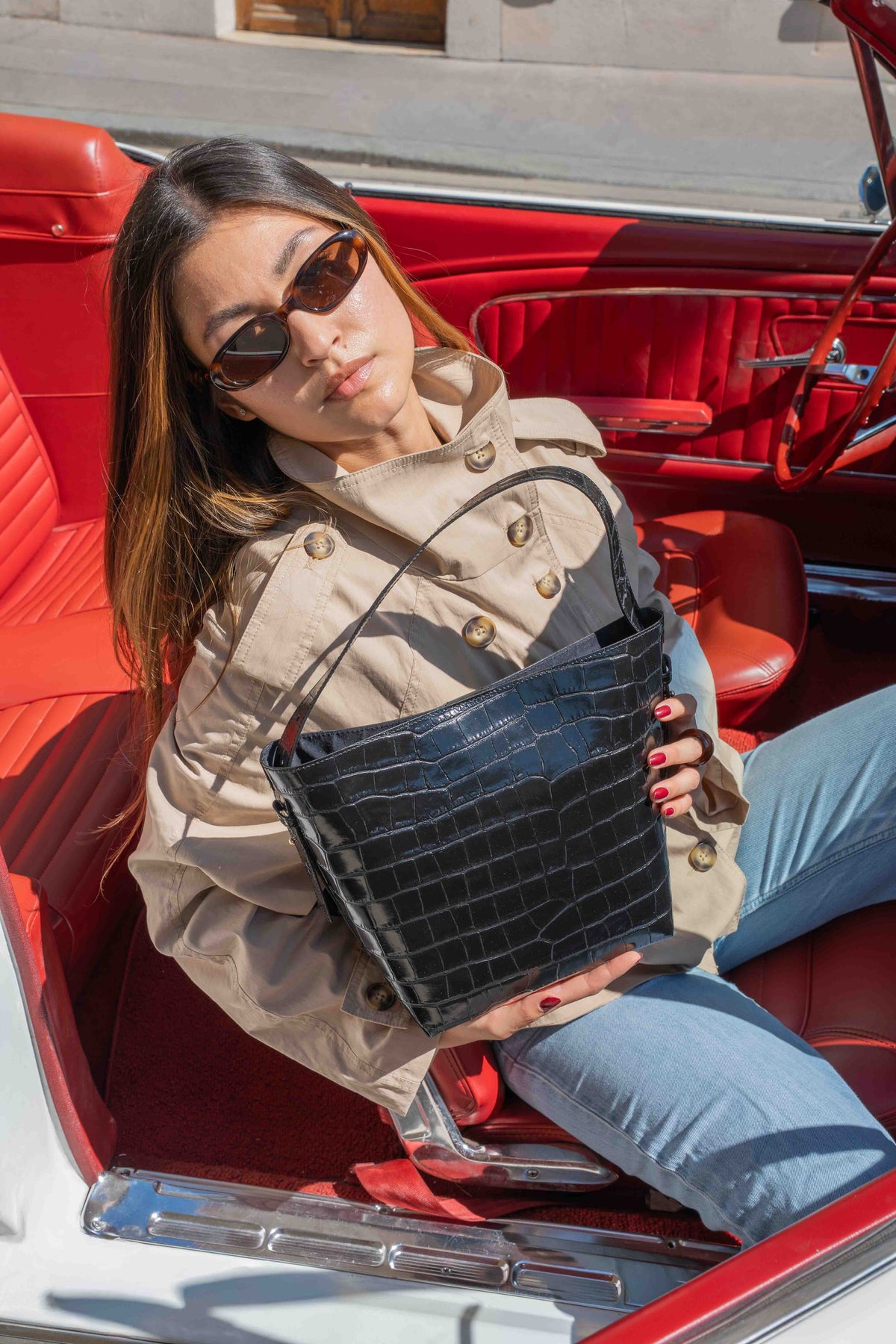 Sac Seau Orne Croco - Noir