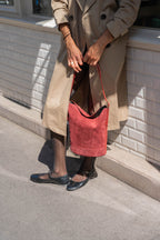 Sleet Suede Bucket Bag - Burgundy