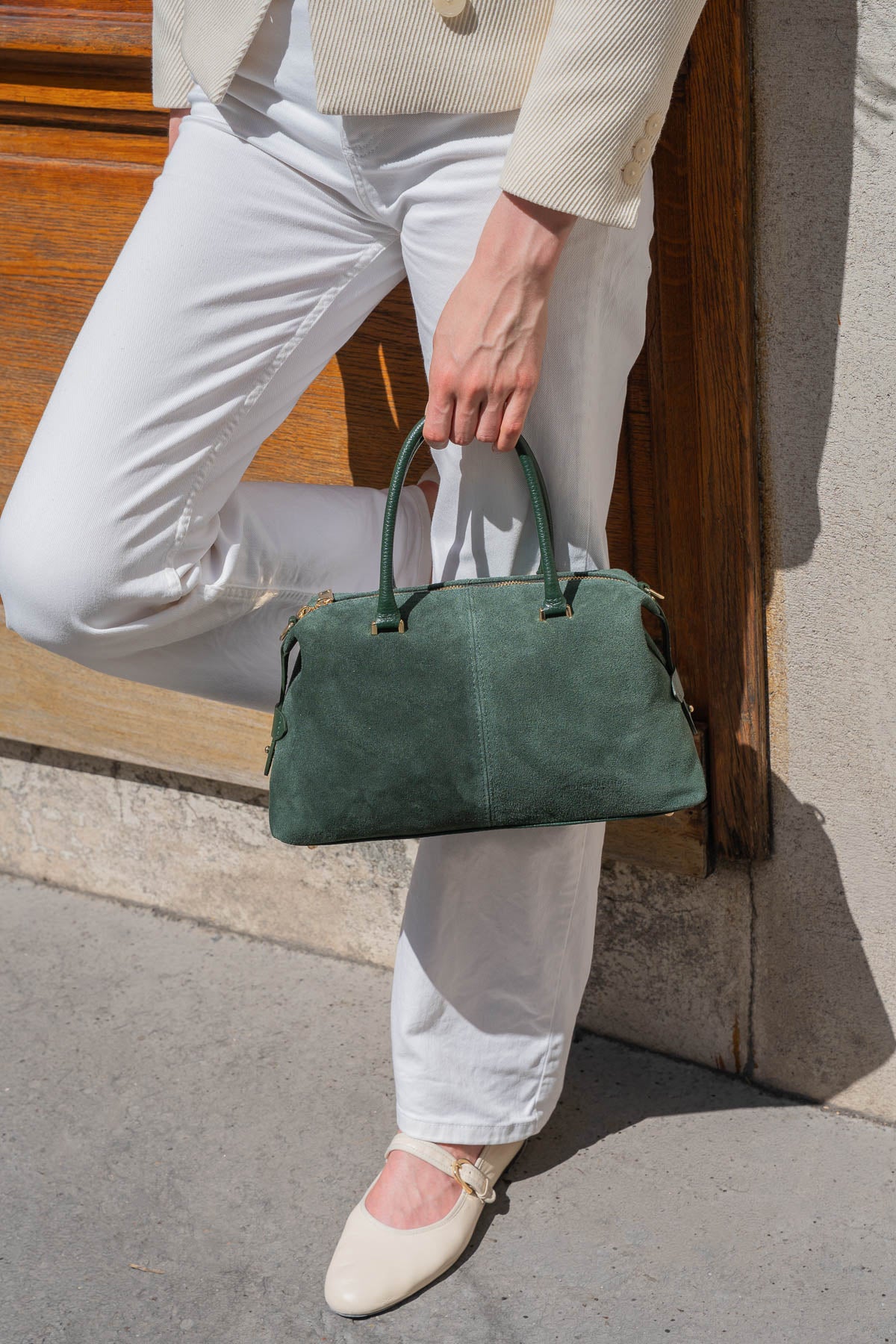 Stilla Suede Handbag - Bottle Green