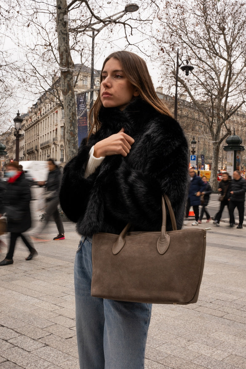 Sac À Main Loche Suede - Taupe
