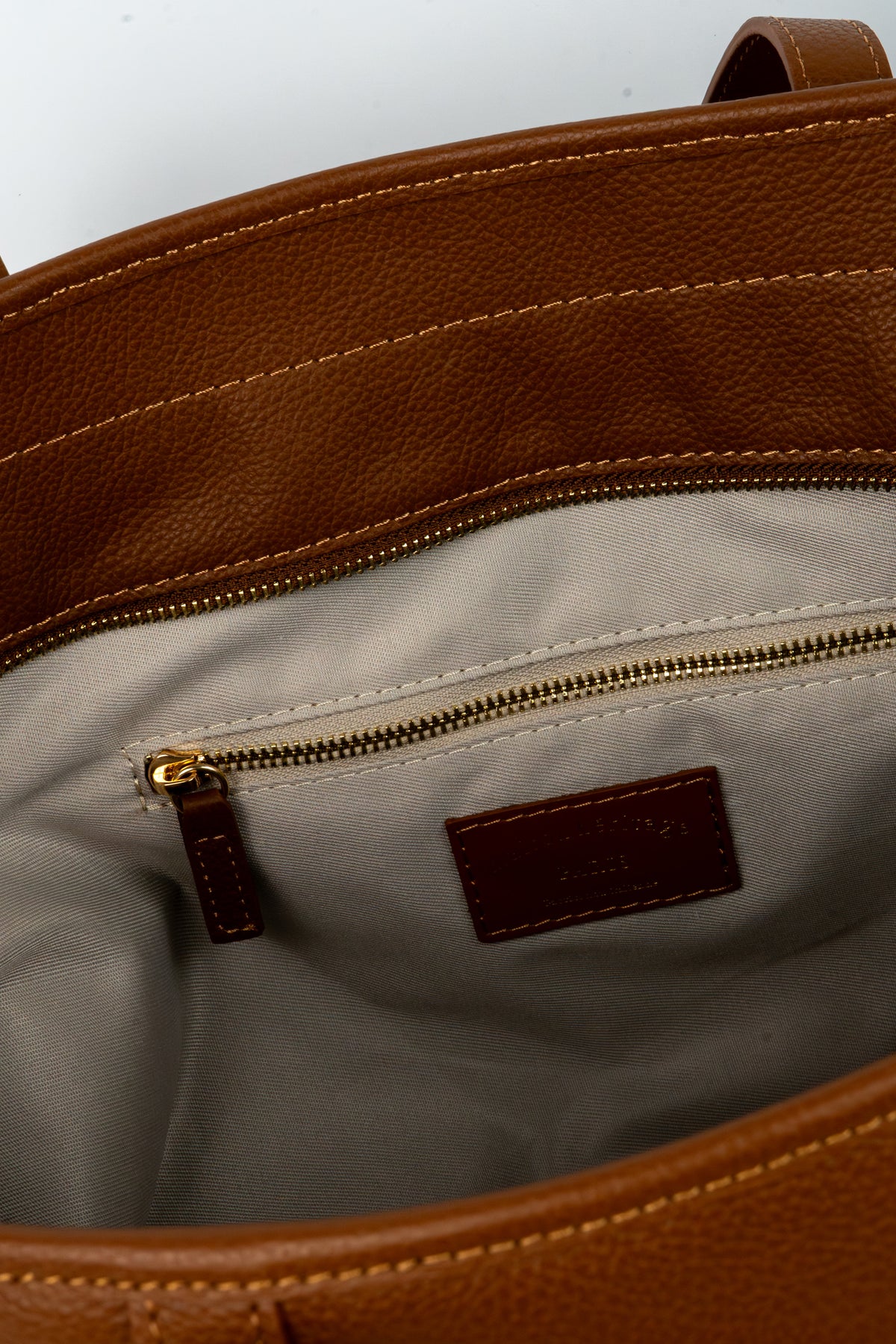 Rise Grained Leather Tote Bag - Camel