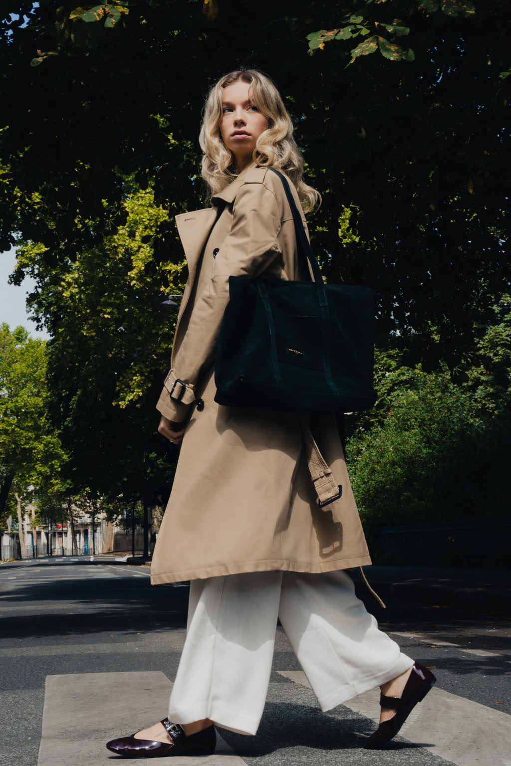 Rise Suede Tote Bag - Cedar Green