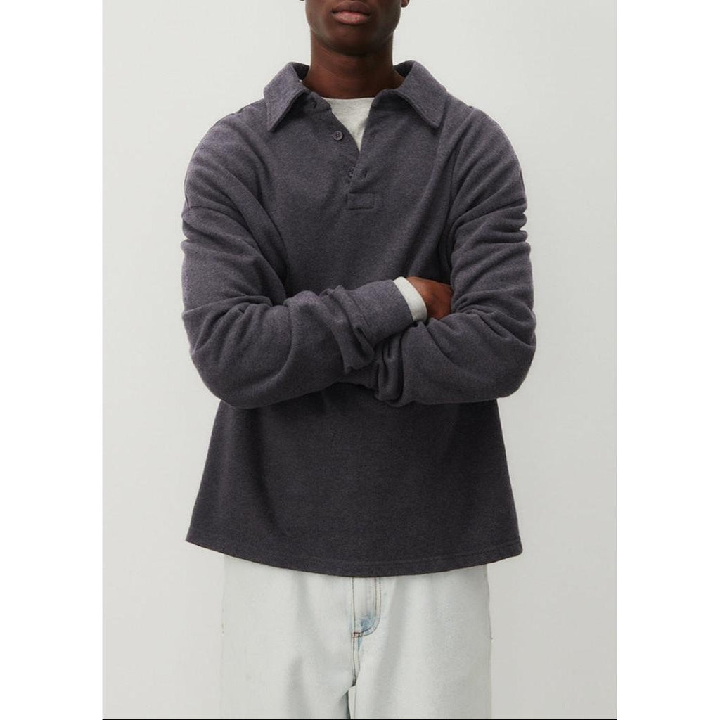 Sudadera Cuello Polo - Antracita Jaspeado - Hombre