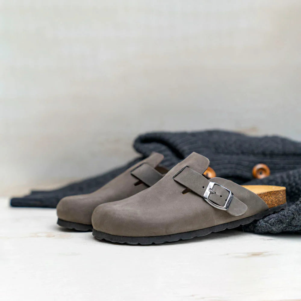 Noe Nubuck Gray Clogs - Women