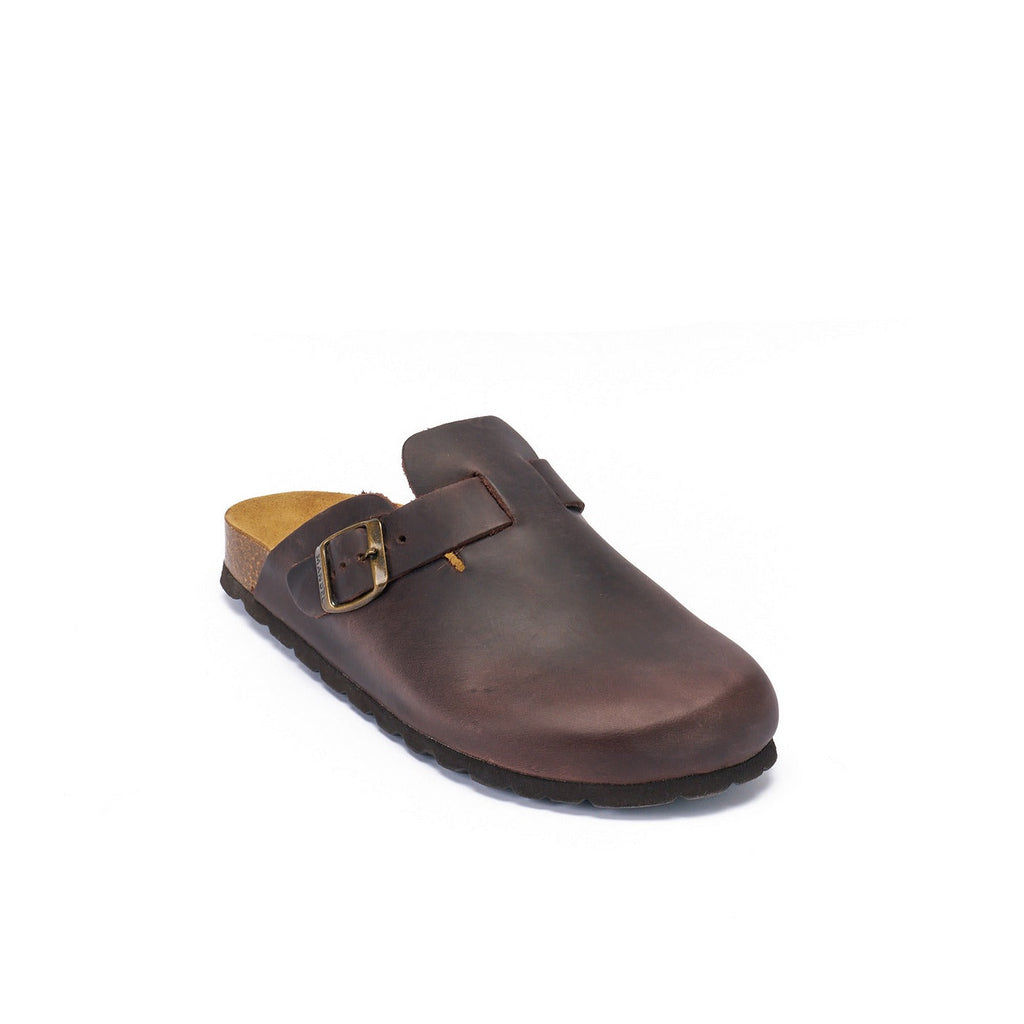 Sabots Noe Oiled Leather Dark Brown - Femme