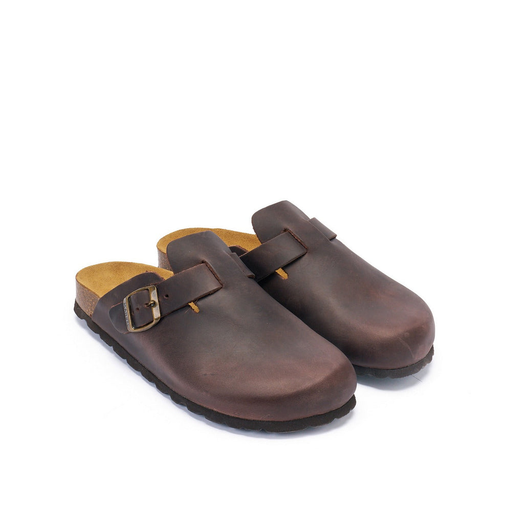 Sabots Noe Oiled Leather Dark Brown - Femme