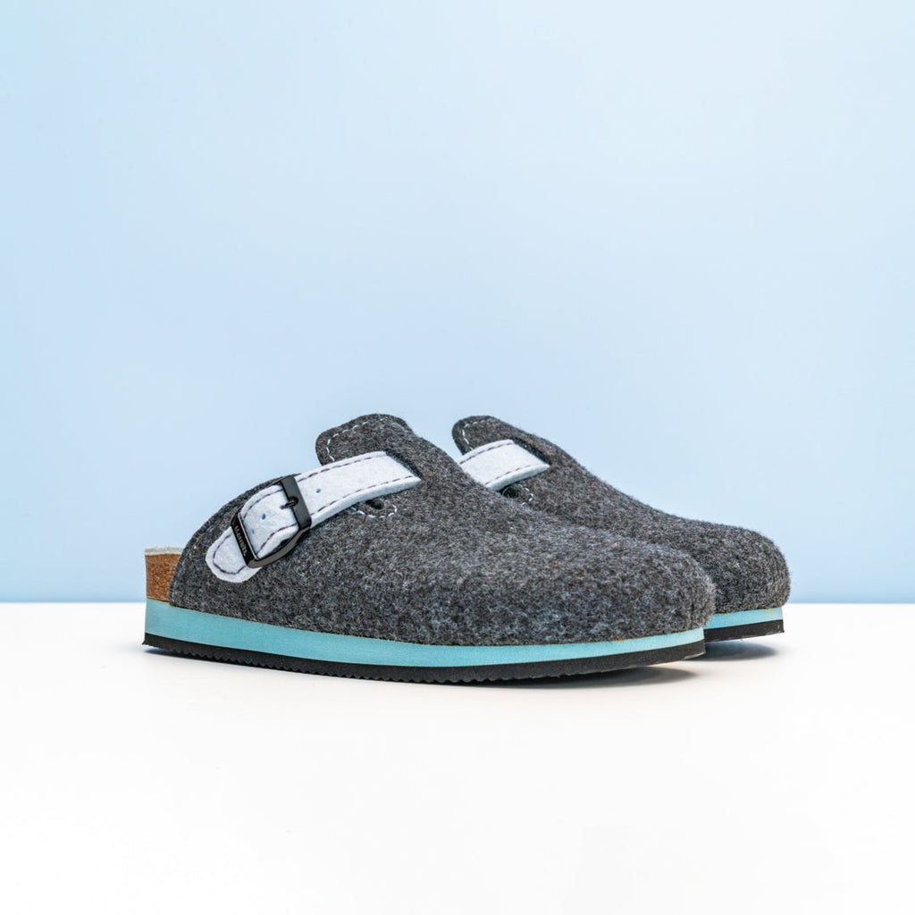 Sabots Noe Noir Gris & Light Bleu - Femme