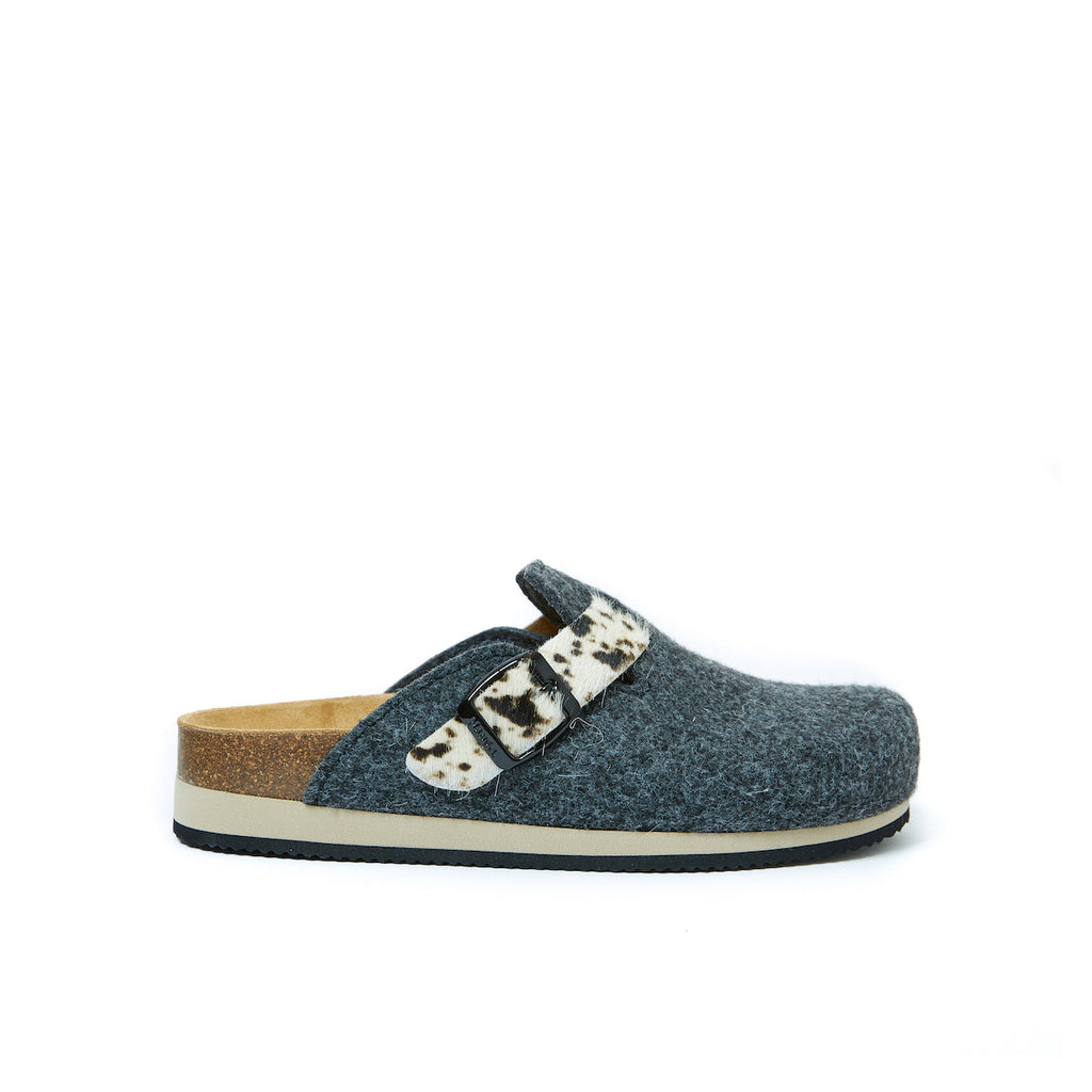 Zuecos Noe Black Grey & Dalmatian Tan - Mujer