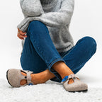 Pantuflas Flor Marrón Claro - Mujer