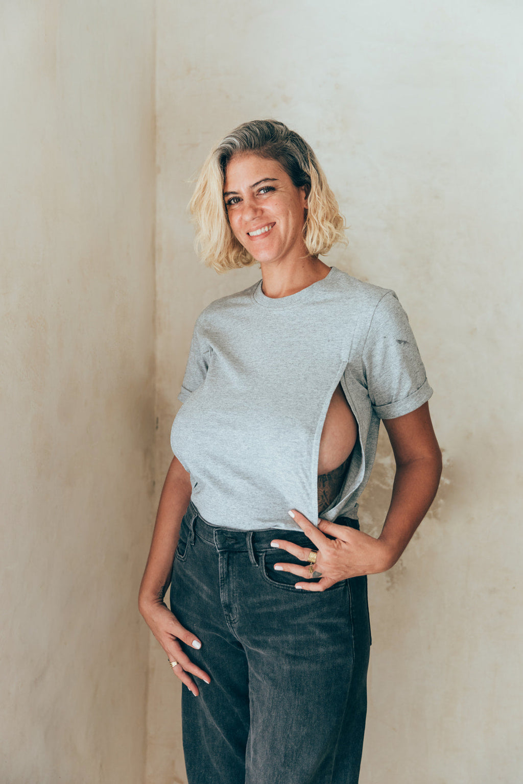 T-Shirt D'Allaitement Gris