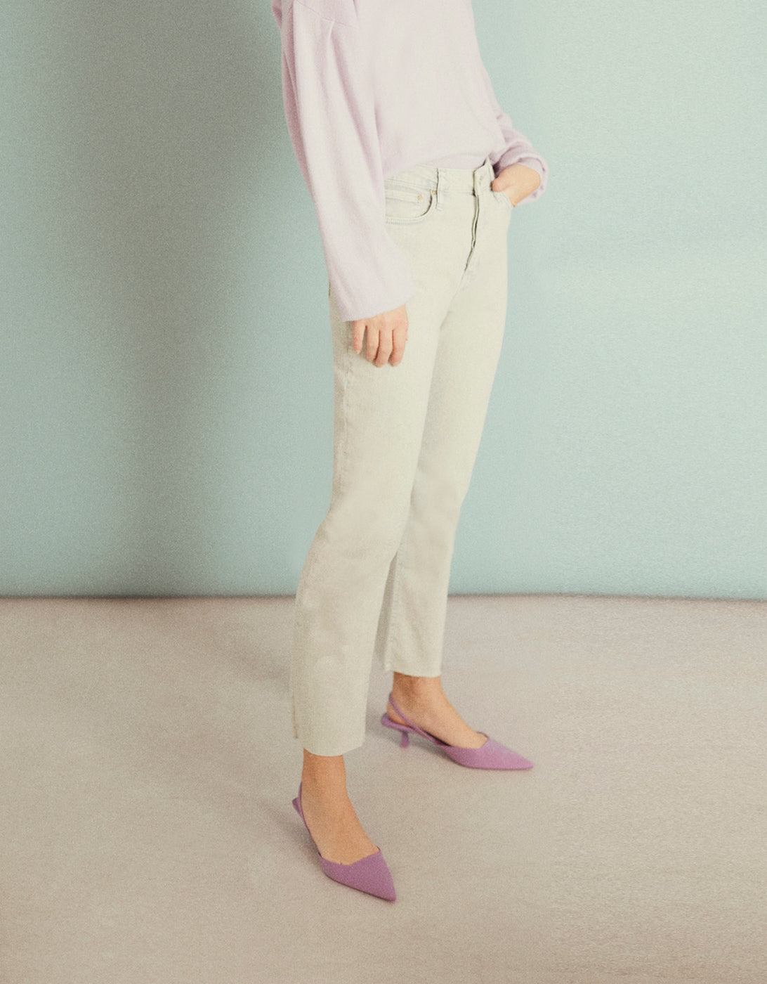 Highwaist Milo Color Pants - Milky Green - Women's