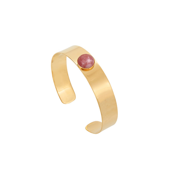 Brazalete de rodocrosita minimalista dorado
