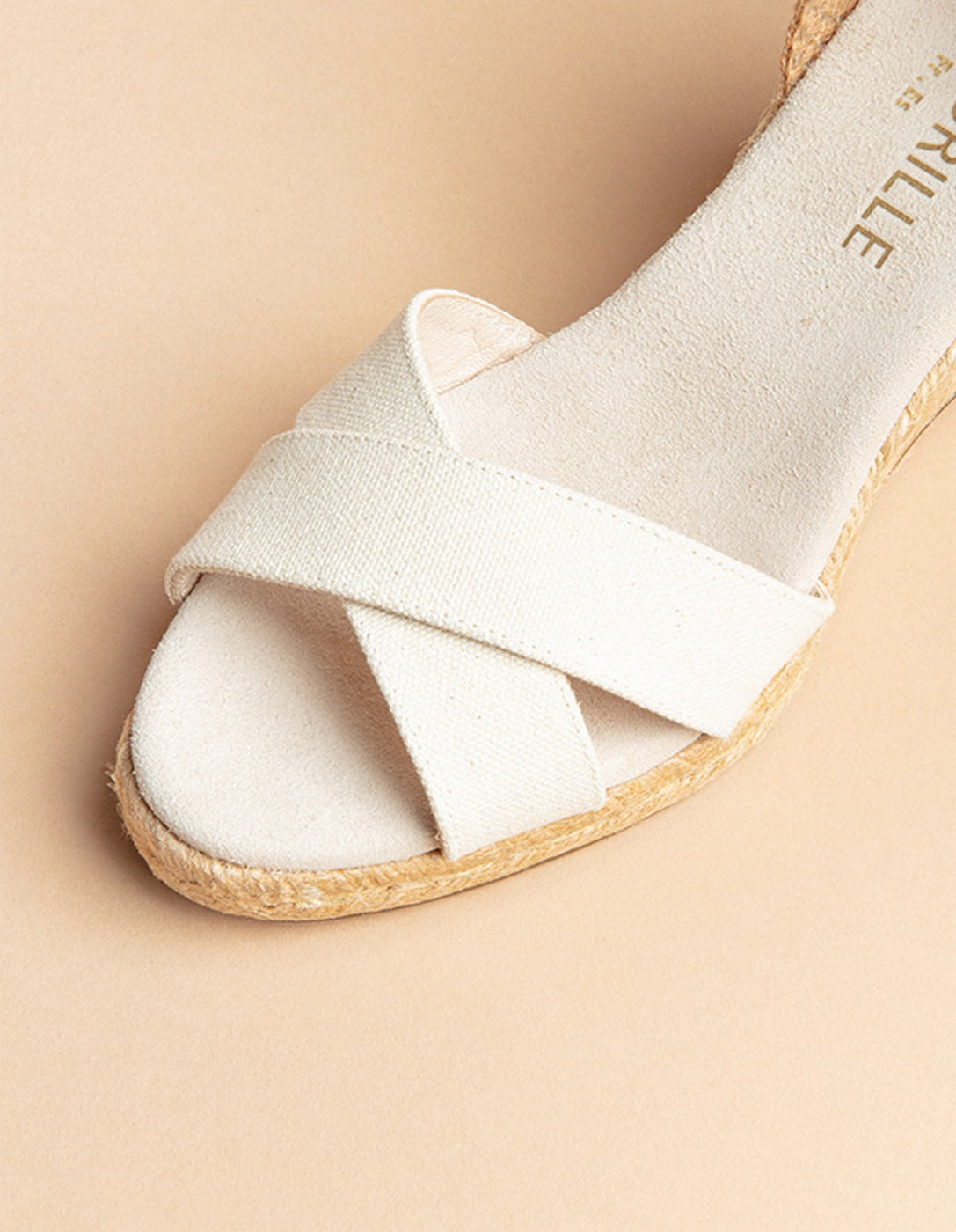 Espadrilles Mi-Talon Minorque Ruban - Toile Crème - Femme