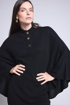 Poncho con botones dorados Miranda - Negro - Mujer