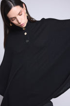 Poncho con botones dorados Miranda - Negro - Mujer