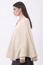 Poncho Cape Boutons Dores Miranda - Beige Creme - Femme