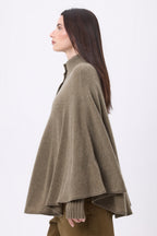 Poncho Cape Boutons Dores Miranda - Khaki Chine - Femme