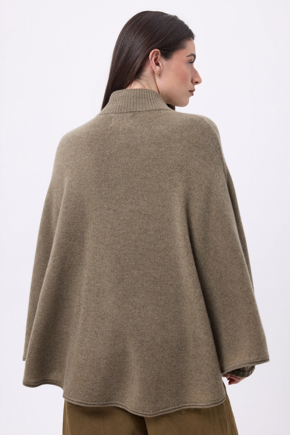Poncho Cape Boutons Dores Miranda - Khaki Chine - Femme