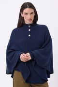 Poncho Cape Boutons Dores Miranda - Bleu Marine - Femme