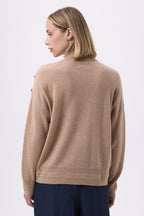 Maglione Collo Alto Con Gioielli Miranda - Beige Crema - Donna