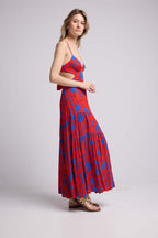 Vestido Largo de Tirantes - Rojo Azul