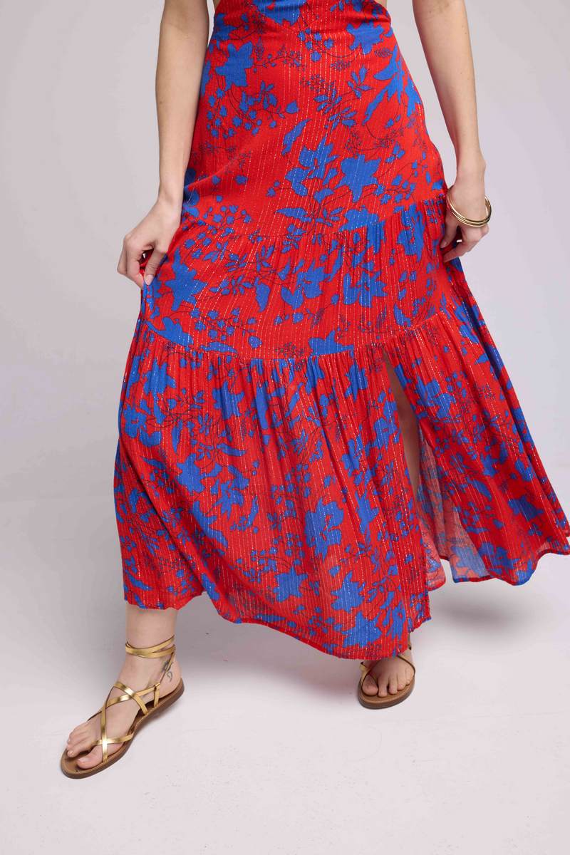 Vestido Largo de Tirantes - Rojo Azul