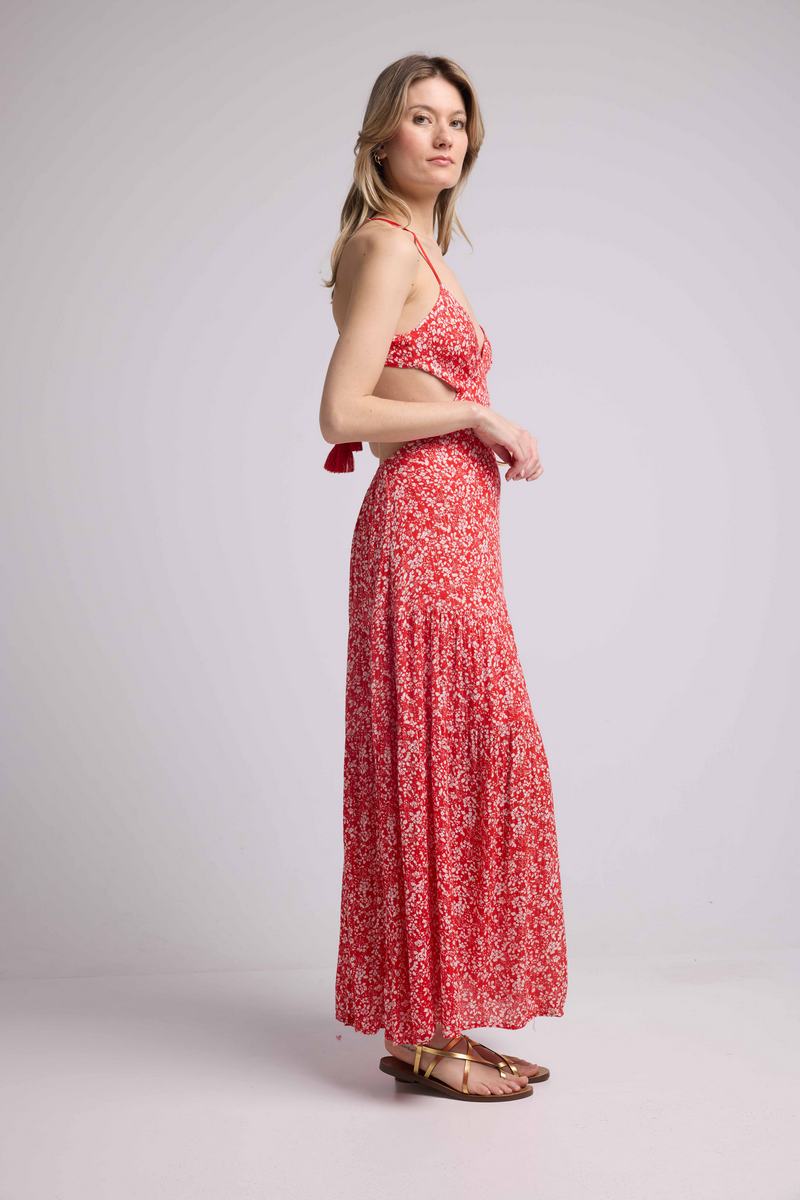 Long Strappy Dress - Red