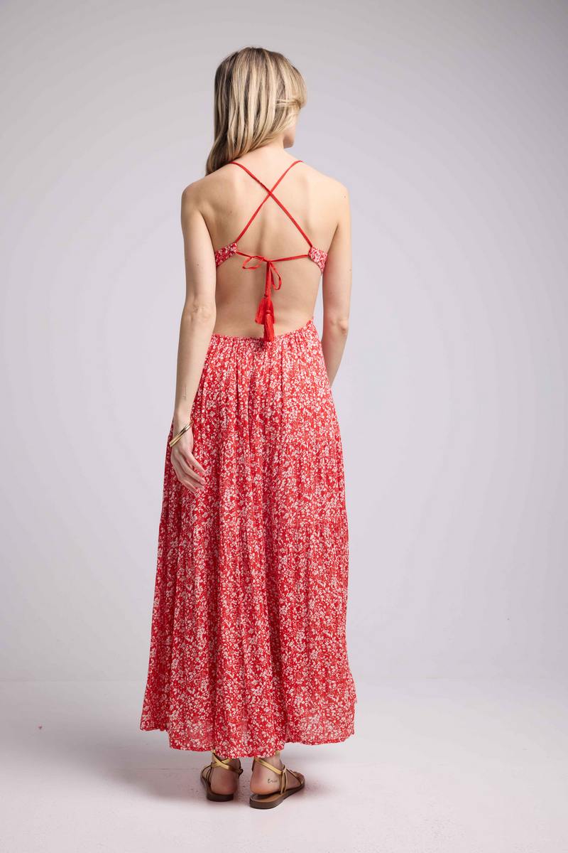 Long Strappy Dress - Red