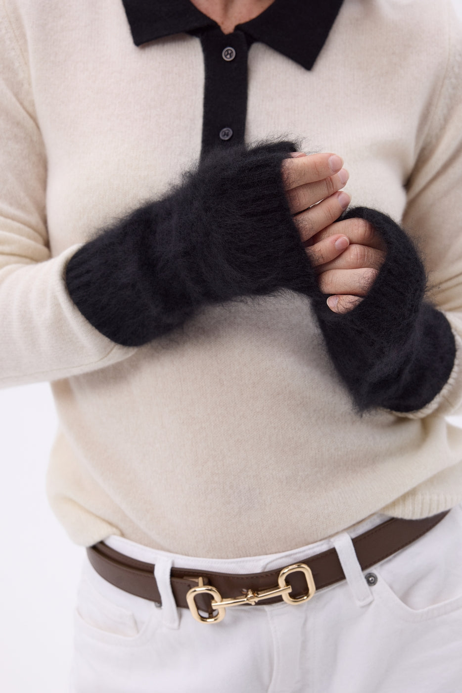 Mitones – Cachemira cepillada Mira - Negro - Unisex