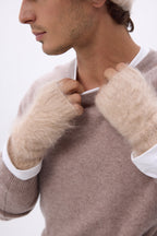 Manopole – Cashmere Spazzolato Mira - Beige Crema - Unisex - 100% Cashmere Spazzolato
