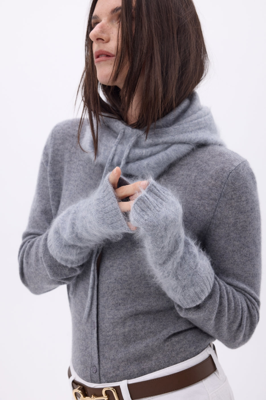 Mitaines – Cachemire Brossé Mira - Gris Clair - Mixte