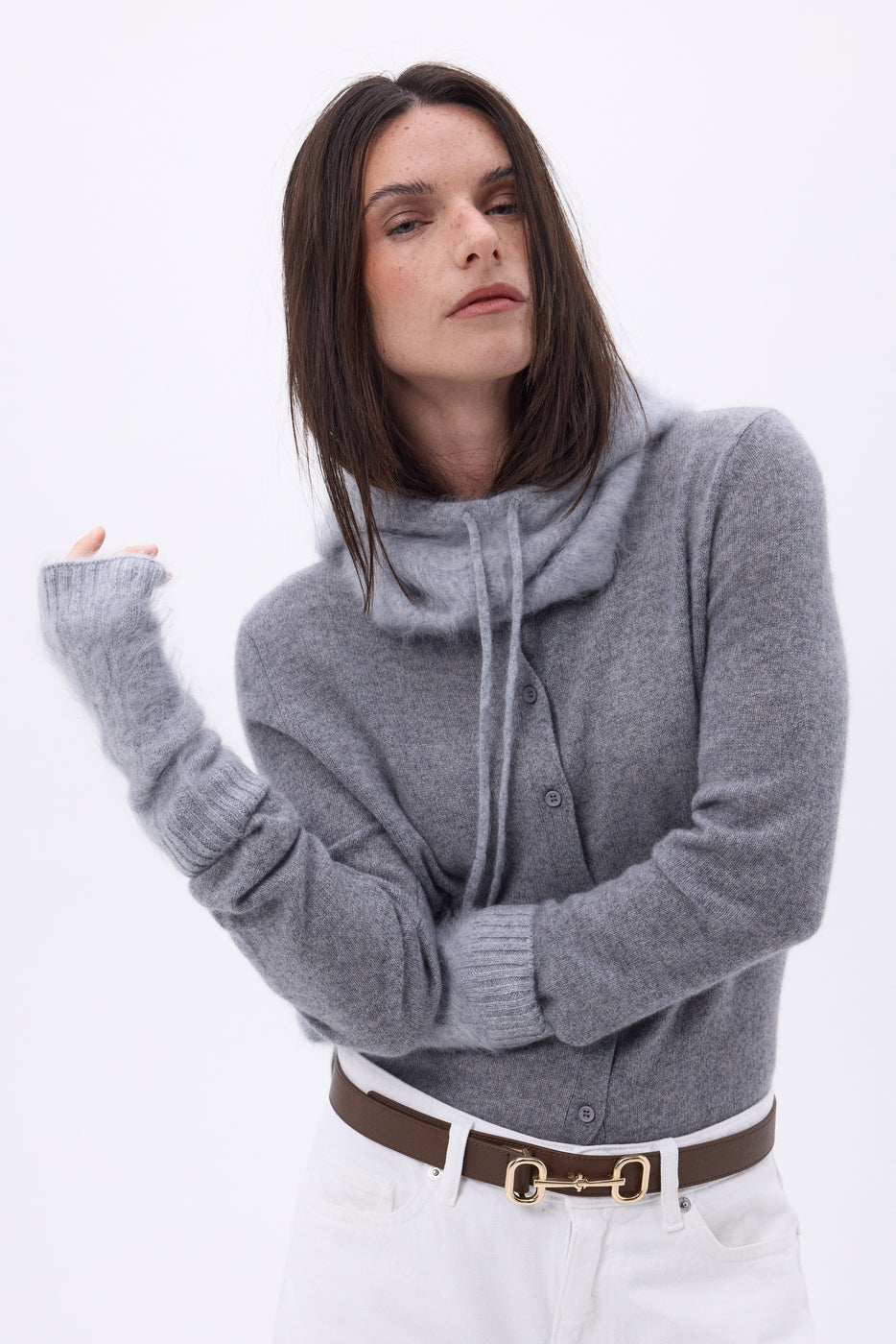 Mitaines – Cachemire Brossé Mira - Gris Clair - Mixte