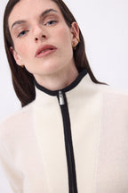 Pull Col Montant Zippé À Liseret Miska - Blanc Noir - Femme