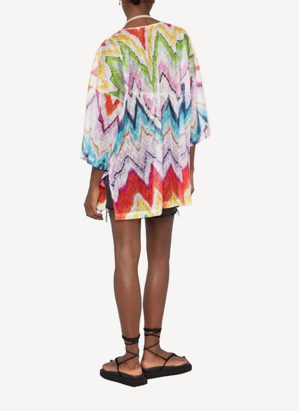 Robe De Plage Beach Copricostume Corto Blusa - Chevron Multicolor