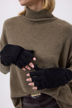 Unisex Fold-Over Mittens Mitbut - Black - Unisex